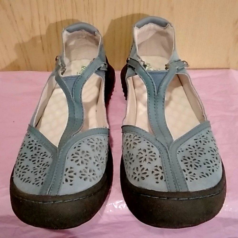 Jambu Greek T-Strap Leather Mary Jane Comfort Flats Shoes sz 8M